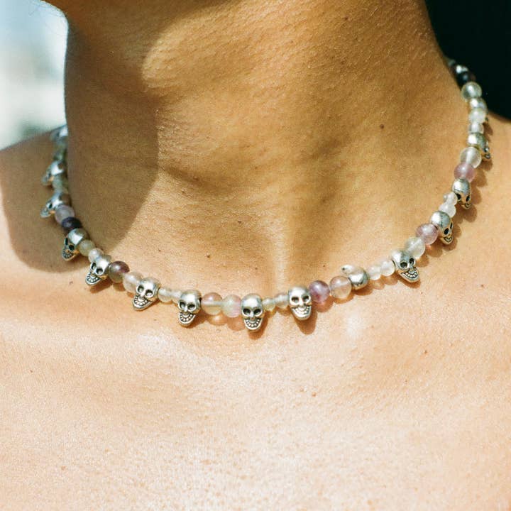 Fluorite Skull Choker for wholesale by UR JEWLZZ
