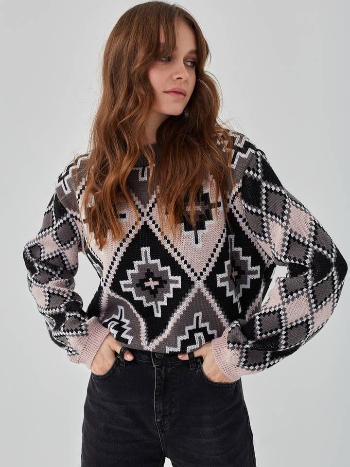 Sweatshirt Feminina Oversized Brendi Grafite por atacado de Handmade Originals Ukraine