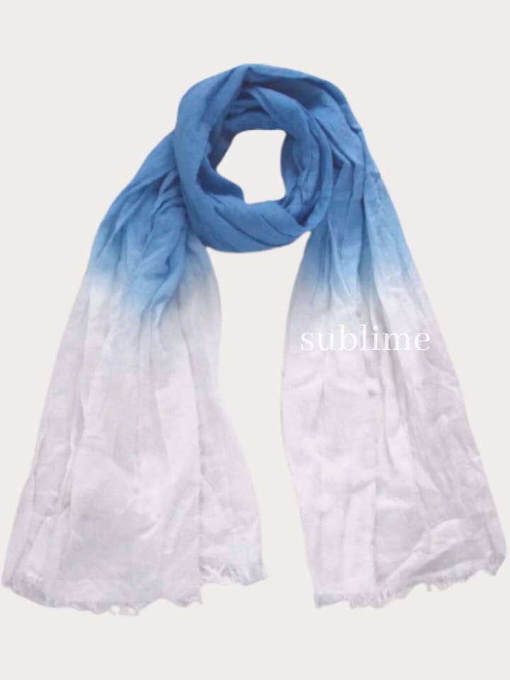 Écharpe en coton biologique Ombre Soft - Bleu pour la vente par Sublime