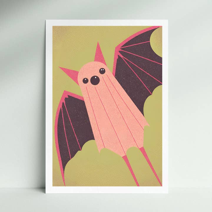 Minimalistisk Fladdermus Samtida Halloween Väggkonst Tryck för wholesale av Cryptic Paper Co.