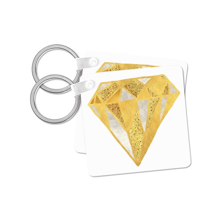 3dRose, Afbeelding van Gouden Glitzy Glam Diamant, Sleutelhanger voor wholesale door 3dRose