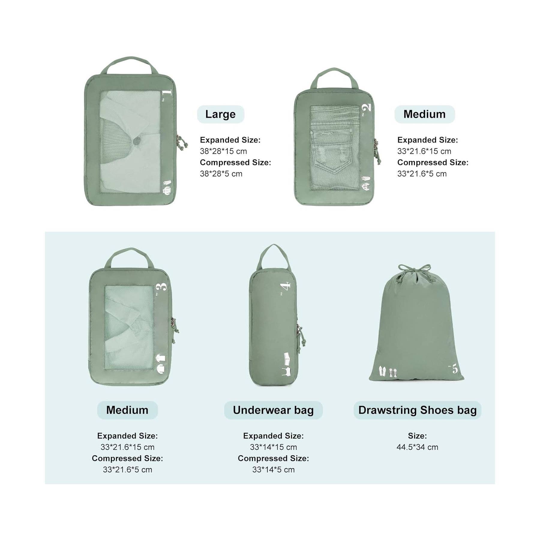 NARWEY INC - Wholesale Packing Cube - 5 Set Compression Packing Cubes for Suitcases Organiser Bags1