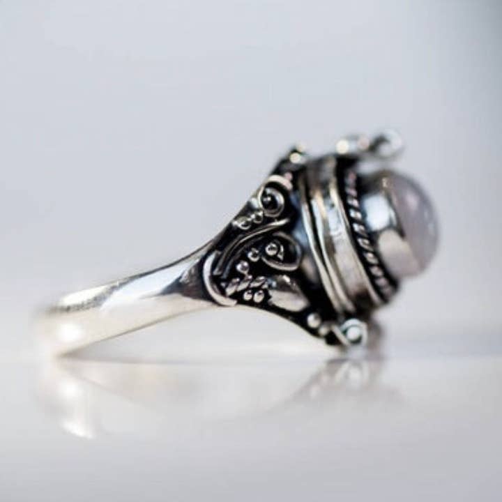 Weathered Raindrop - Wholesale Single Stone/Solitaire Ring - Ring for Ashes "Moonstone" Cremation Sterling Silver Urn