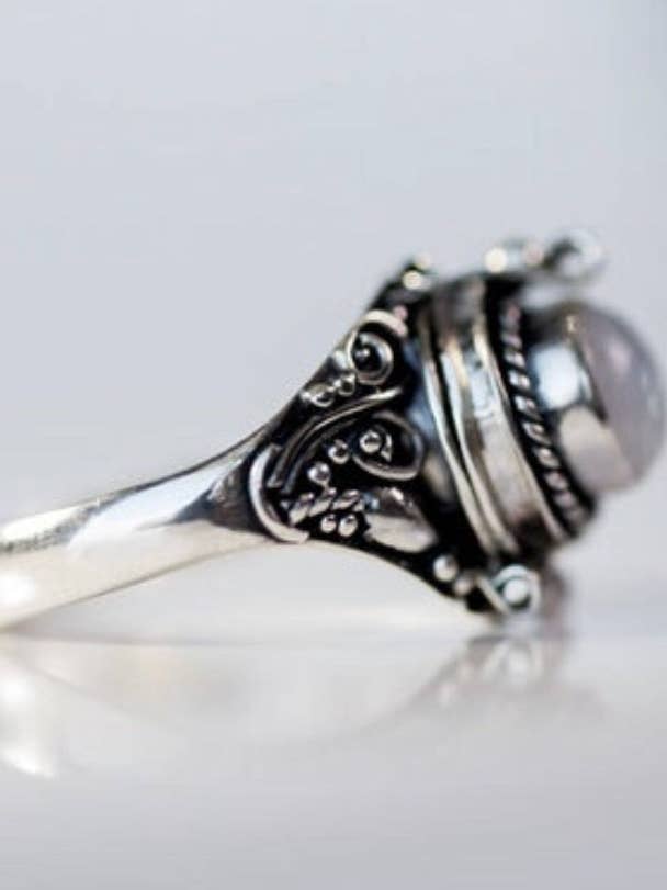 Ring for Ashes "Moonstone" Cremation Sterling Silver Urn for wholesale by Weathered Raindrop