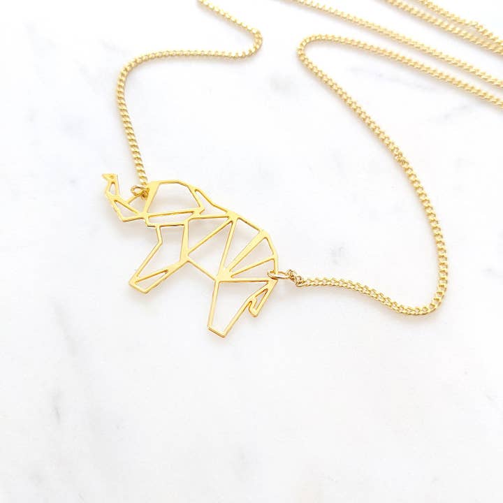 Shany Design Studio – wholesale Pendant/charm necklace – Elephant Necklace Origami Geometric Gold / Silver