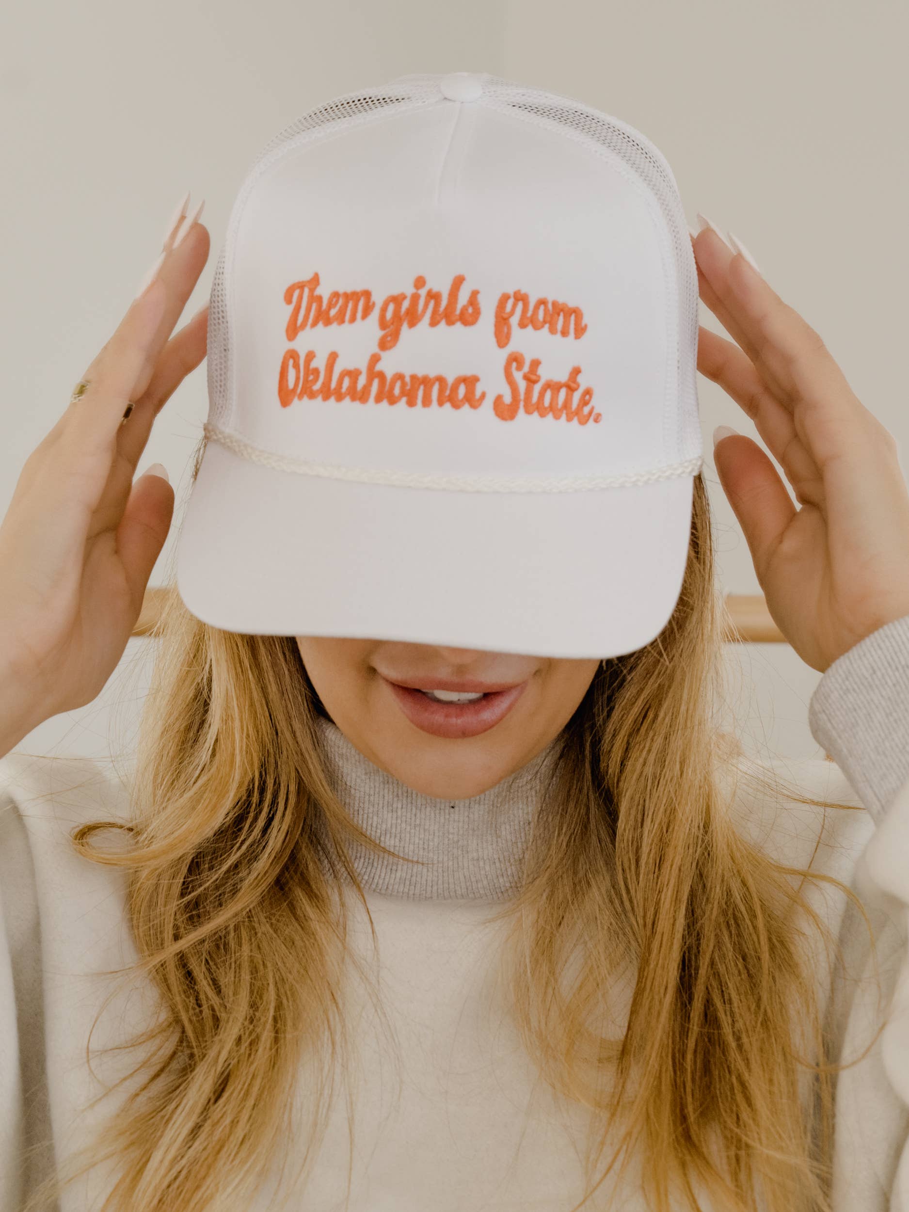 LivyLu - Wholesale Baseball Cap - Unisex - Them Girls from Oklahoma State Script White Hat