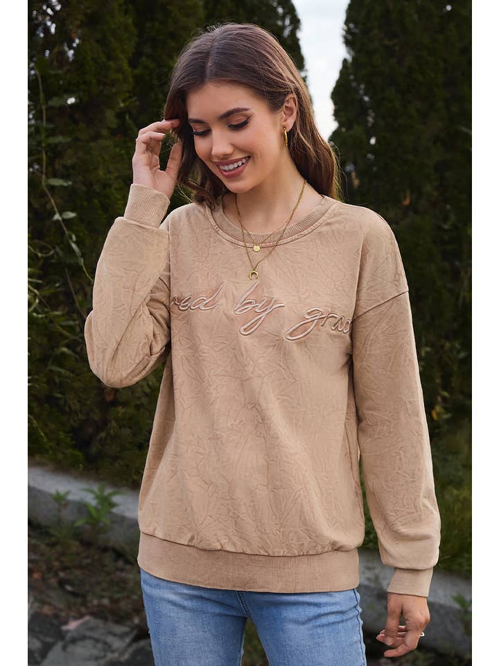 Aapparella - Wholesale Sweatshirt - Women's - Saved by grace Embroidery Mineral Wash Sweatshirt | S-XL15