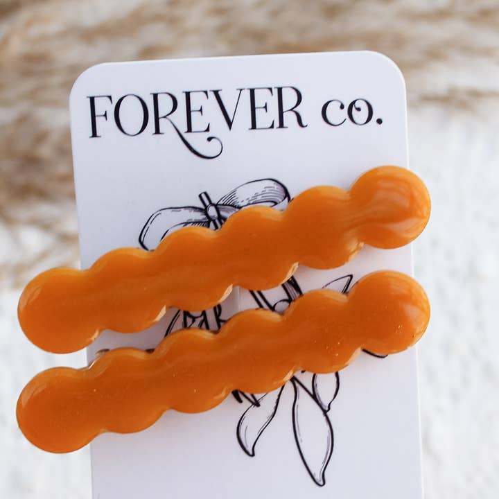 Jumbo Scalloped Hair Clips: Goldenrod Yellow Orange for wholesale by Forever Company