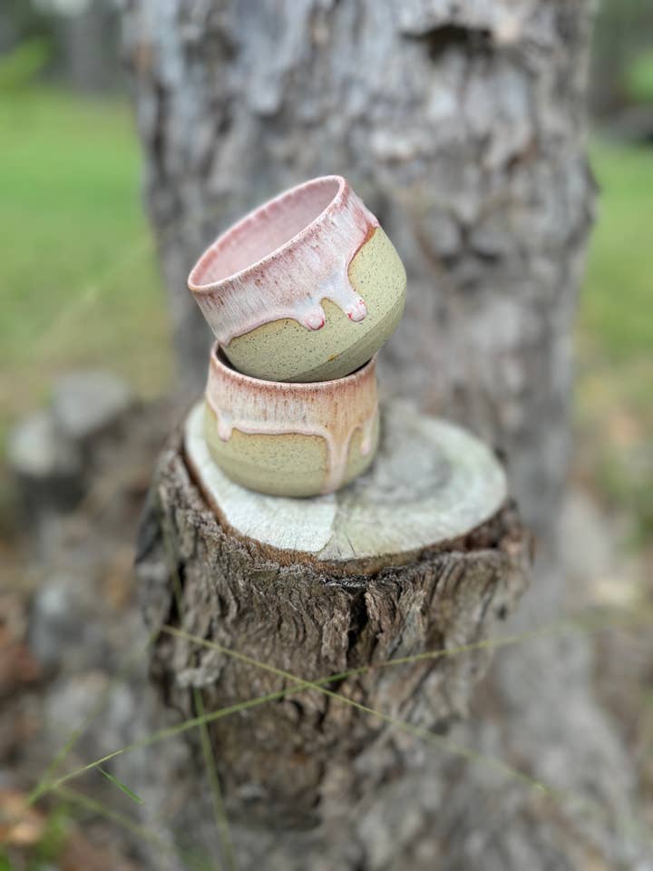 Mini hug mugs in Pink for wholesale by Wolf and Clay Pty Ltd