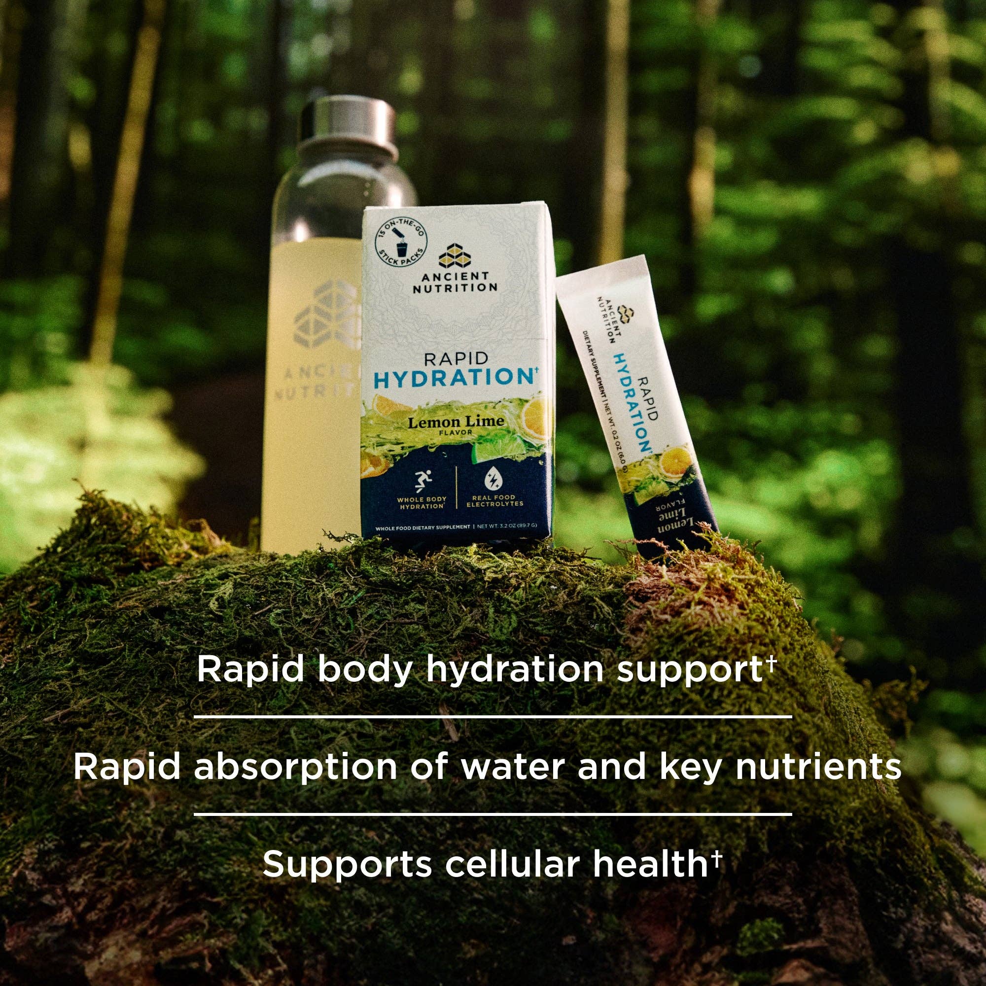 Ancient Nutrition - Wholesale Powdered Health Drink - Rapid Hydration | Powder Lemon Lime Flavor (15 Servings)3