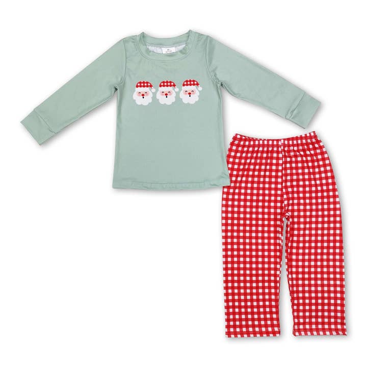 Pantalon à carreaux vert en forme de père Noël pour enfants et garçons pour la vente par Yawoo Garments