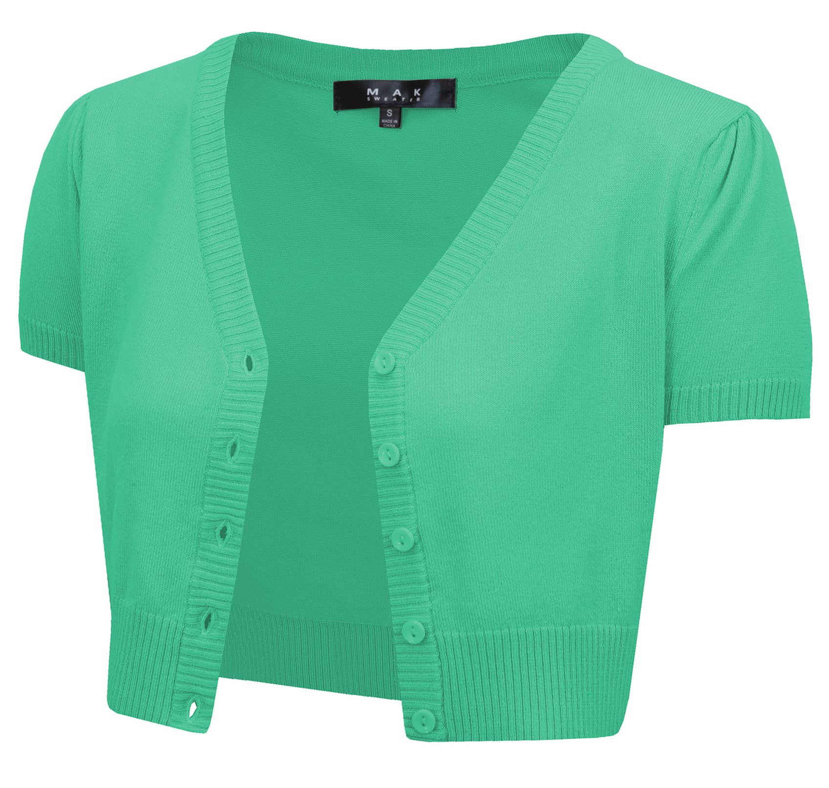 Mak - Vente Cardigan – femme - Cardigan boléro court à manches courtes bouffantes et col en V HB213743