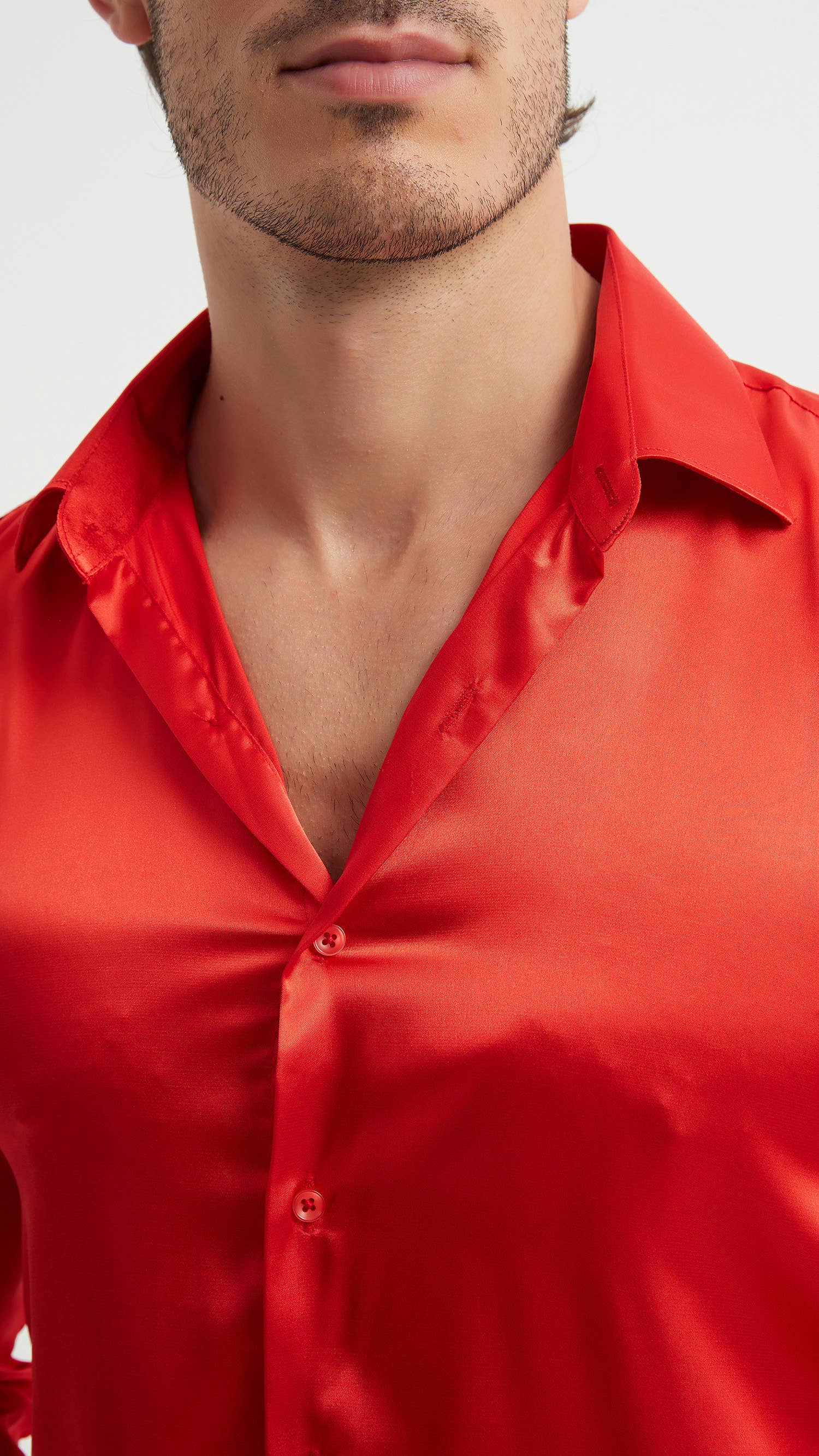 Yves Enzo - Wholesale Tuxedo Shirt - Men's - Satin shirt - Red1