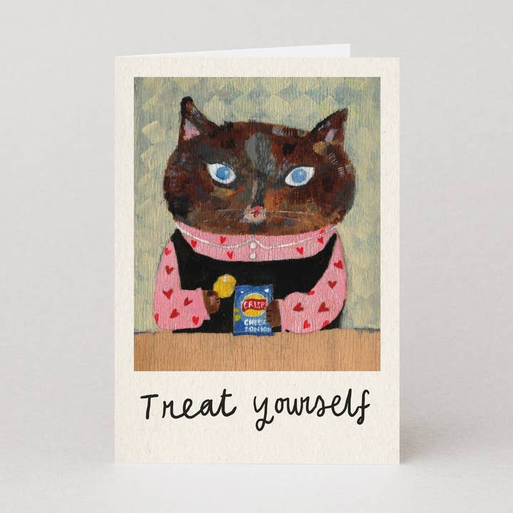 Studio Boketto - Wholesale Birthday Card - Treat Yourself Card | Cat Birthday Card | Greeting Card