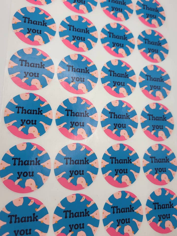 X35 bedankstickers, leuke verpakkingsstickers, cirkel voor wholesale door The Sticker Scene