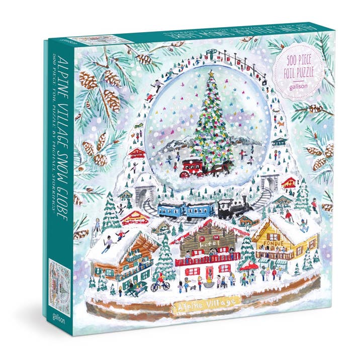 Chronicle Books - Wholesale Puzzle - Adult - Michael Storrings Alpine Village Snowglobe 500 Piece Foil Puzzle
