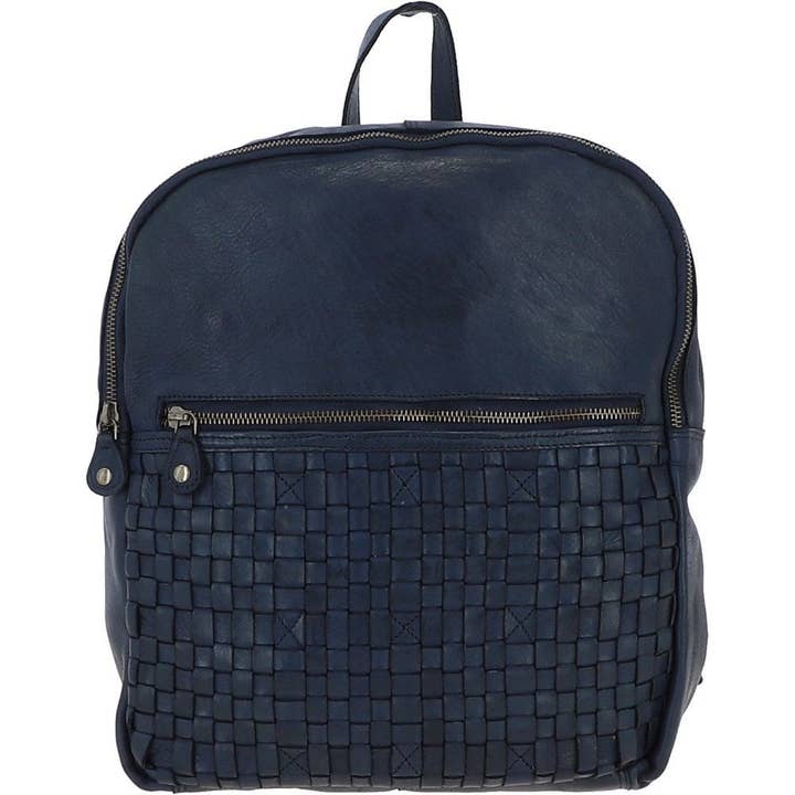 Leather Vintage Wash Backpack Navy : D-74 for wholesale by Ashwood Leather