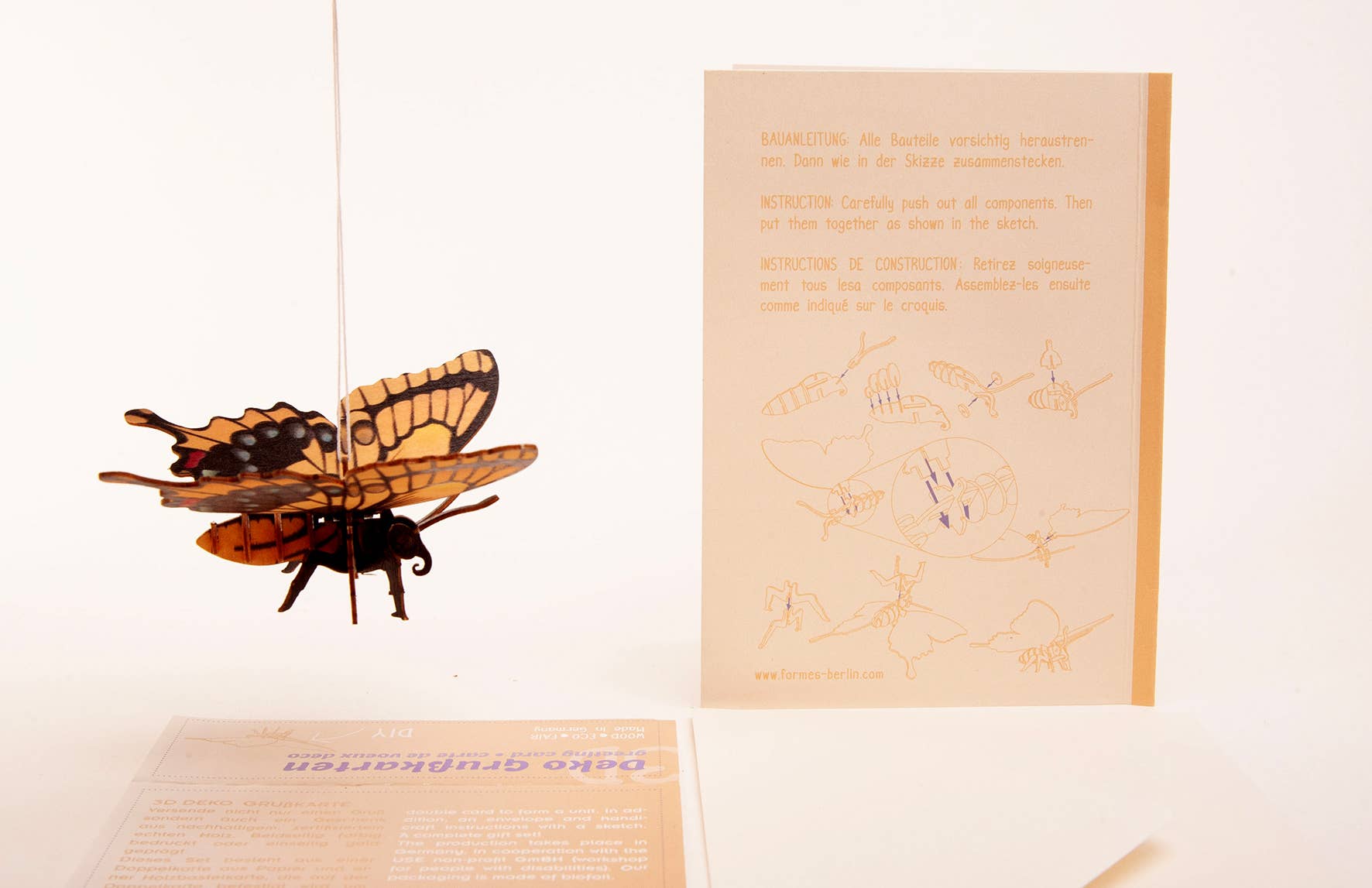 Formes Berlin GbR – Großhandel Bastel-Nähset – Schmetterling 3D Deko Grusskarte3