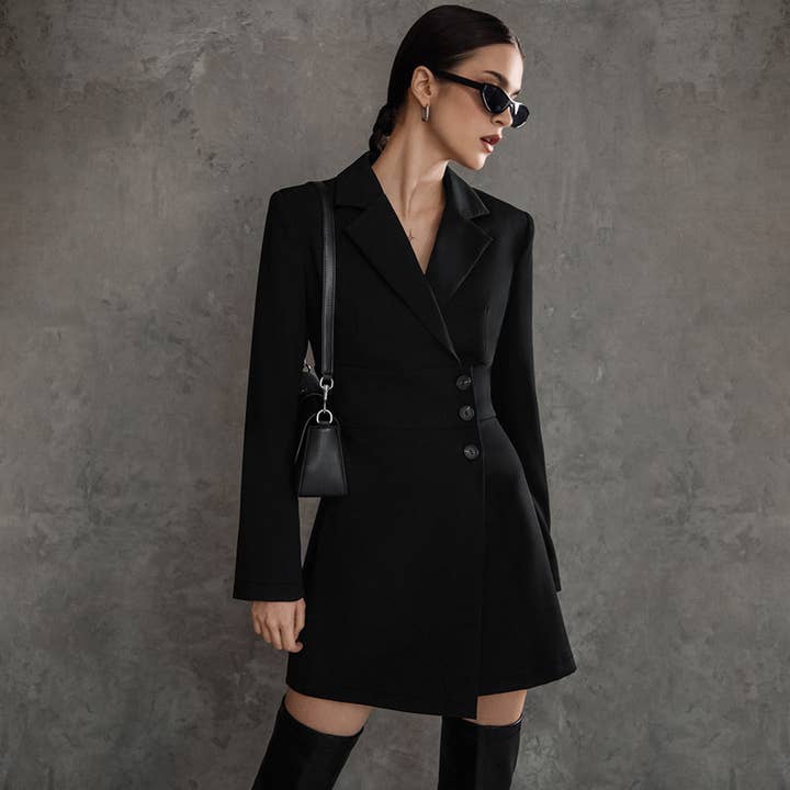 Black V-neck Blazer Dress for wholesale on Faire11