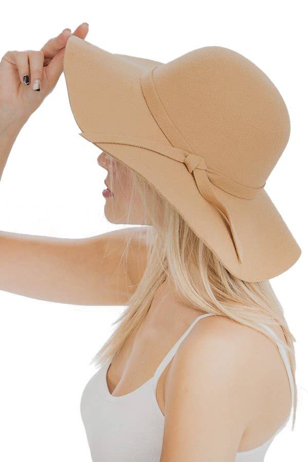 Cap Zone - Wholesale Fedora - Women's - Floppy Sun Hat with Bowknot Wide Brim Felt Hat0