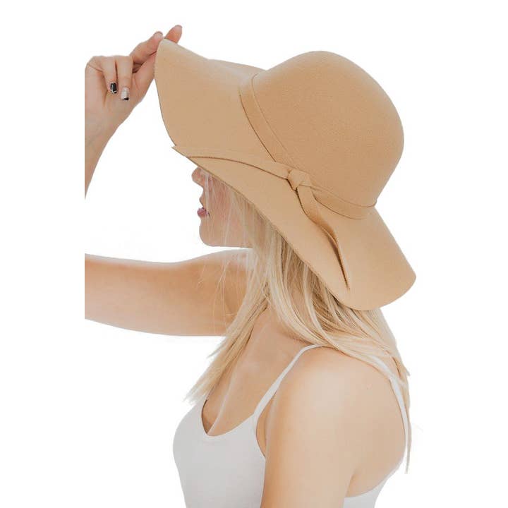 Cap Zone - Wholesale Fedora - Women's - Floppy Sun Hat with Bowknot Wide Brim Felt Hat
