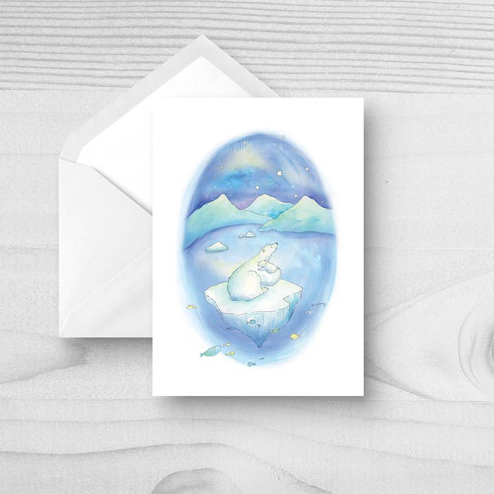 Um urso polar chamado cartão de felicitações Aurora por atacado de Lizzie Martell Illustration