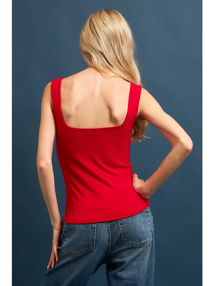 Wasabi + Mint - Wholesale Tank Top - Women's - Square Neck Double Layered Women's Tank Top FWMT1888A4