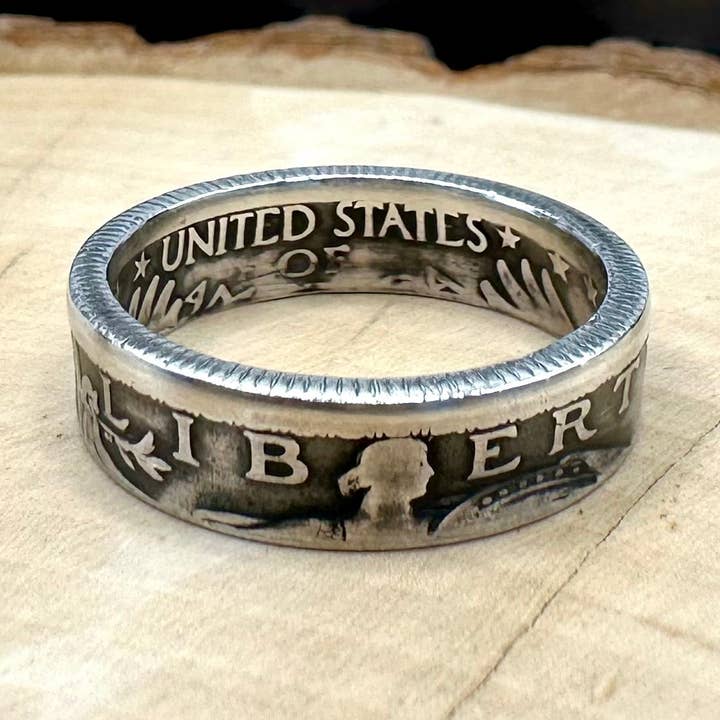 Standing Liberty Quarter Silver Coin Ring for wholesale by Mountainstruck Coin Rings and Jewelry
