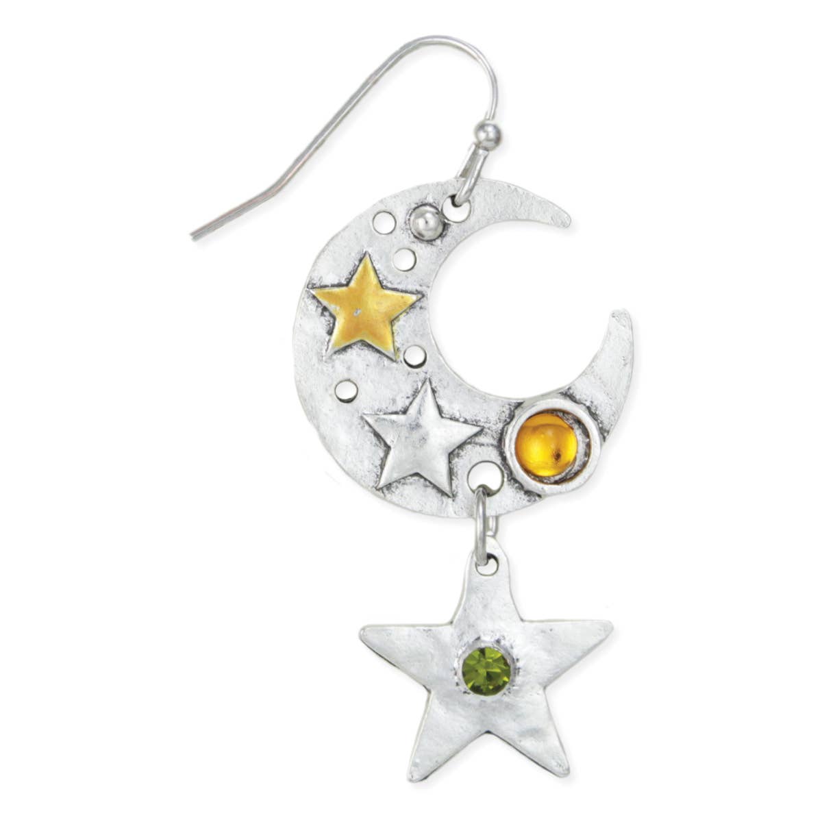 ZAD – wholesale Dangle earrings – Silver Moon Star Jewel Earrings2