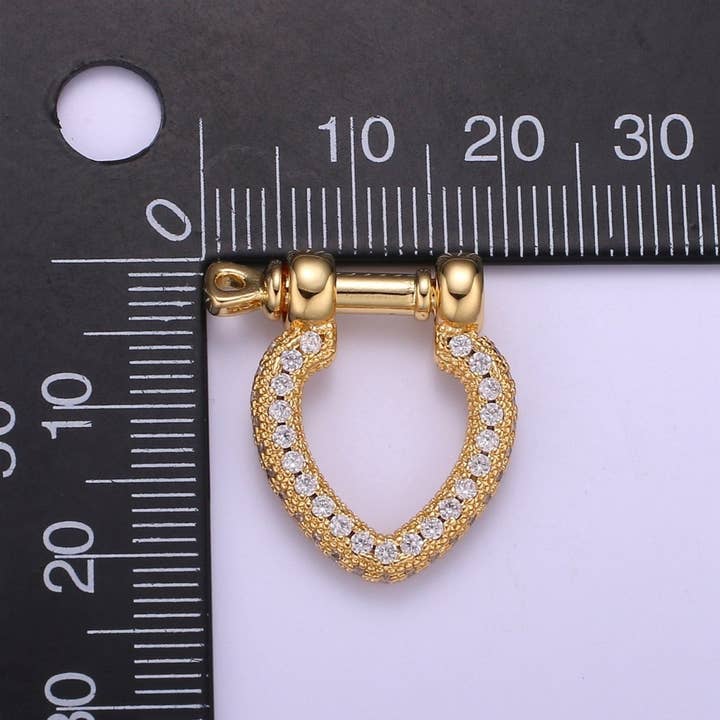 Aim Eternal - Wholesale Clasp - Paracord U Lock Shackle Clasp with screw Rod Carabiner Anchor Clasp, Clear CZ Paved ,For Necklace Bracelet Making Supply Component L-2642