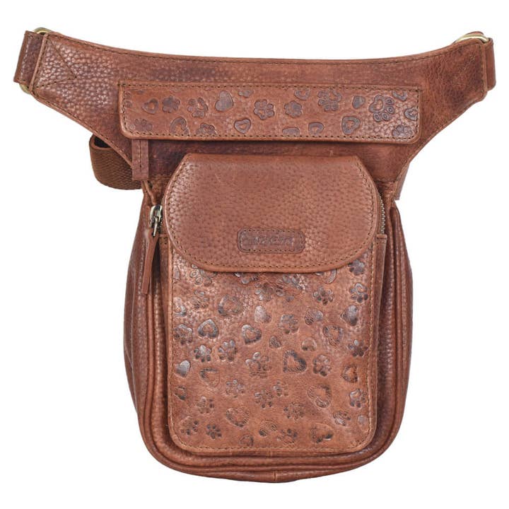 NJ-25 Hanovre cuir S-XXXL avec petites empreintes de pattes & estampages en forme de cœur 9048 Brandy pour la vente par Nijens