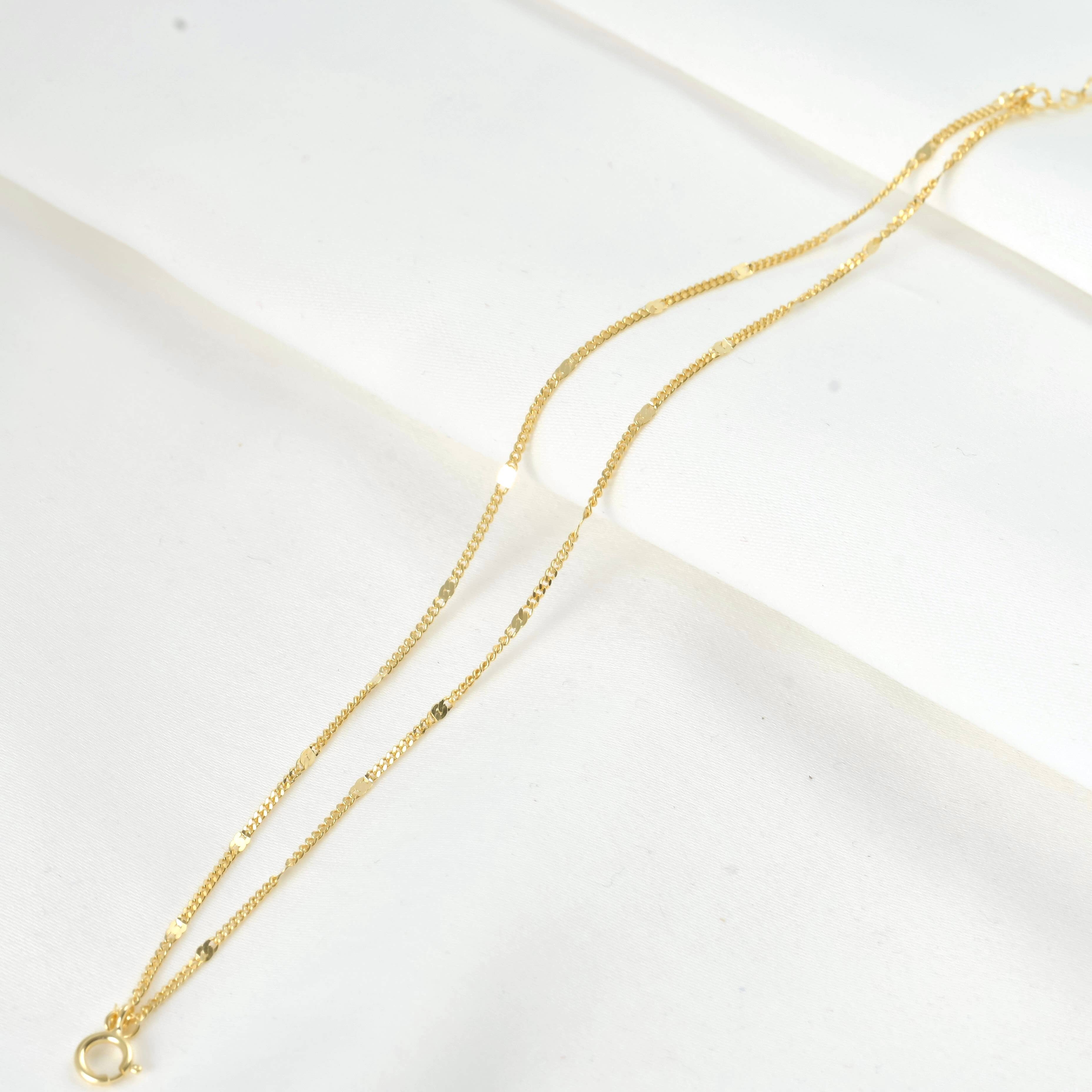 Blueyejewelry - Vente Bracelets maillon et chaîne - Bracelet à paillettes Dainty - Bracelet en argent sterling superposé2