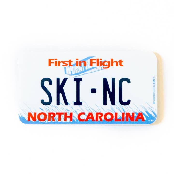 Ski NC - North Carolina License Plate Sticker for wholesale by Ski House Games