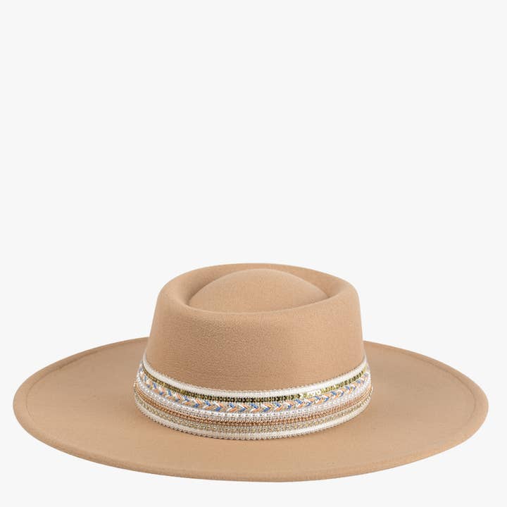 Jen & Co. - Wholesale Fedora - Women's - HAT2188 Blaze Multi Trim Wide Brim Fedora3