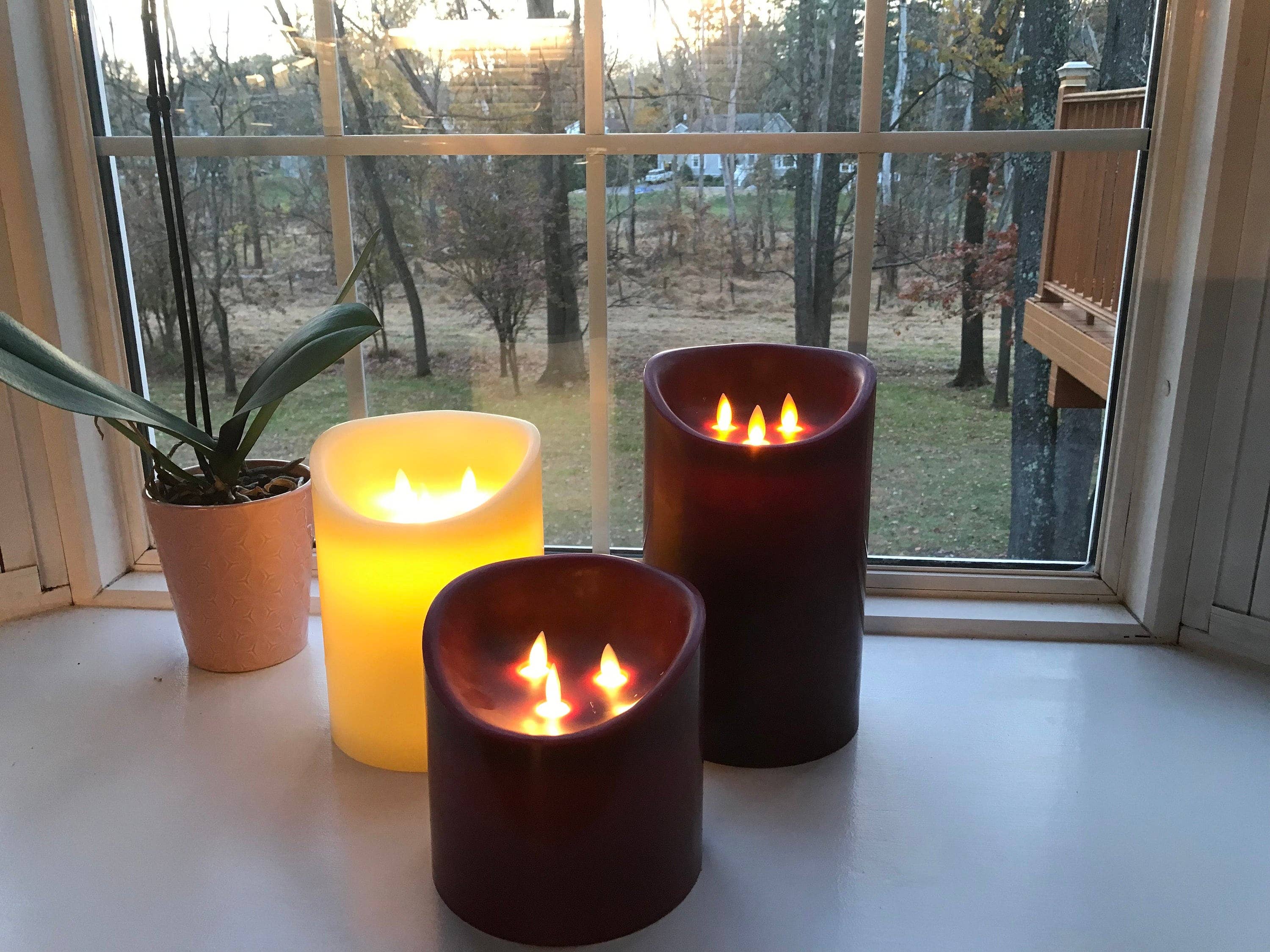 Green Pastures Wholesale - Vente Bougie sans flamme - Bougies LED avec 3 mèches vacillantes - diamètre 6", 9 styles6