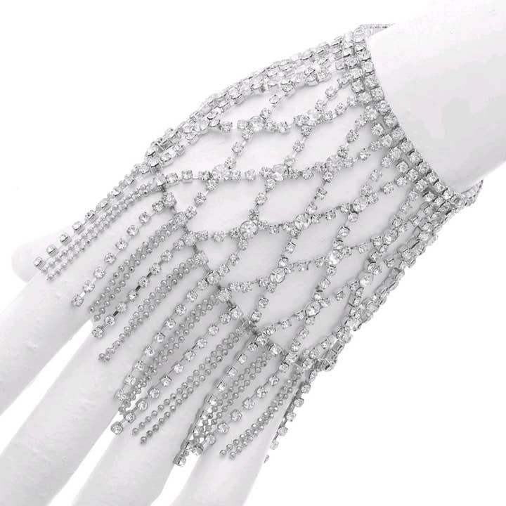 83186 - S Rhinestone Net Pattern Fringe Bracelet for wholesale by Western Fashion