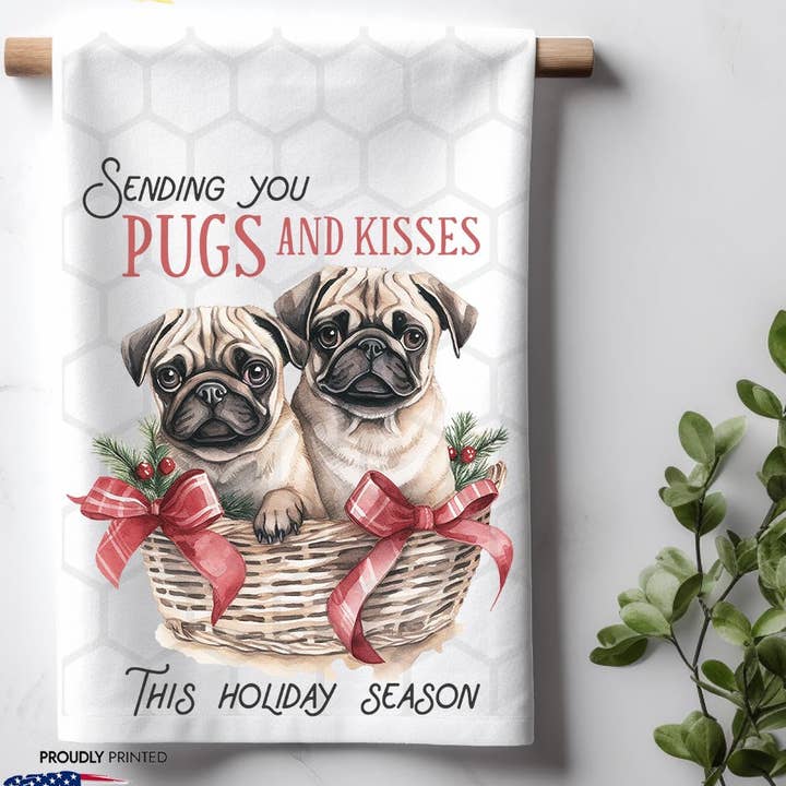 Hugs and Kisses Pug Dog Christmas for wholesale by ADDLE iNK