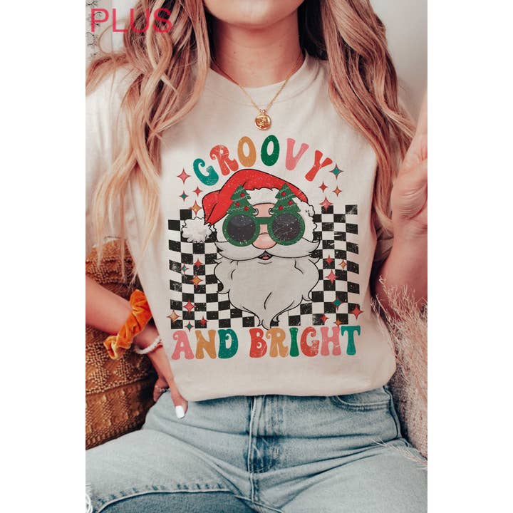 Camiseta estampada de talla grande GROOVY AND BRIGHT para venta al por mayor de A. BLUSH CO