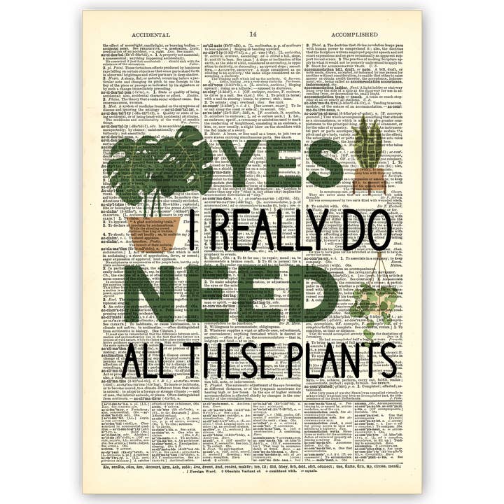 Página de Dicionário com Impressão Artística | Vintage | Eu Realmente Preciso de Plantas por atacado de Vintage Dictionary Art