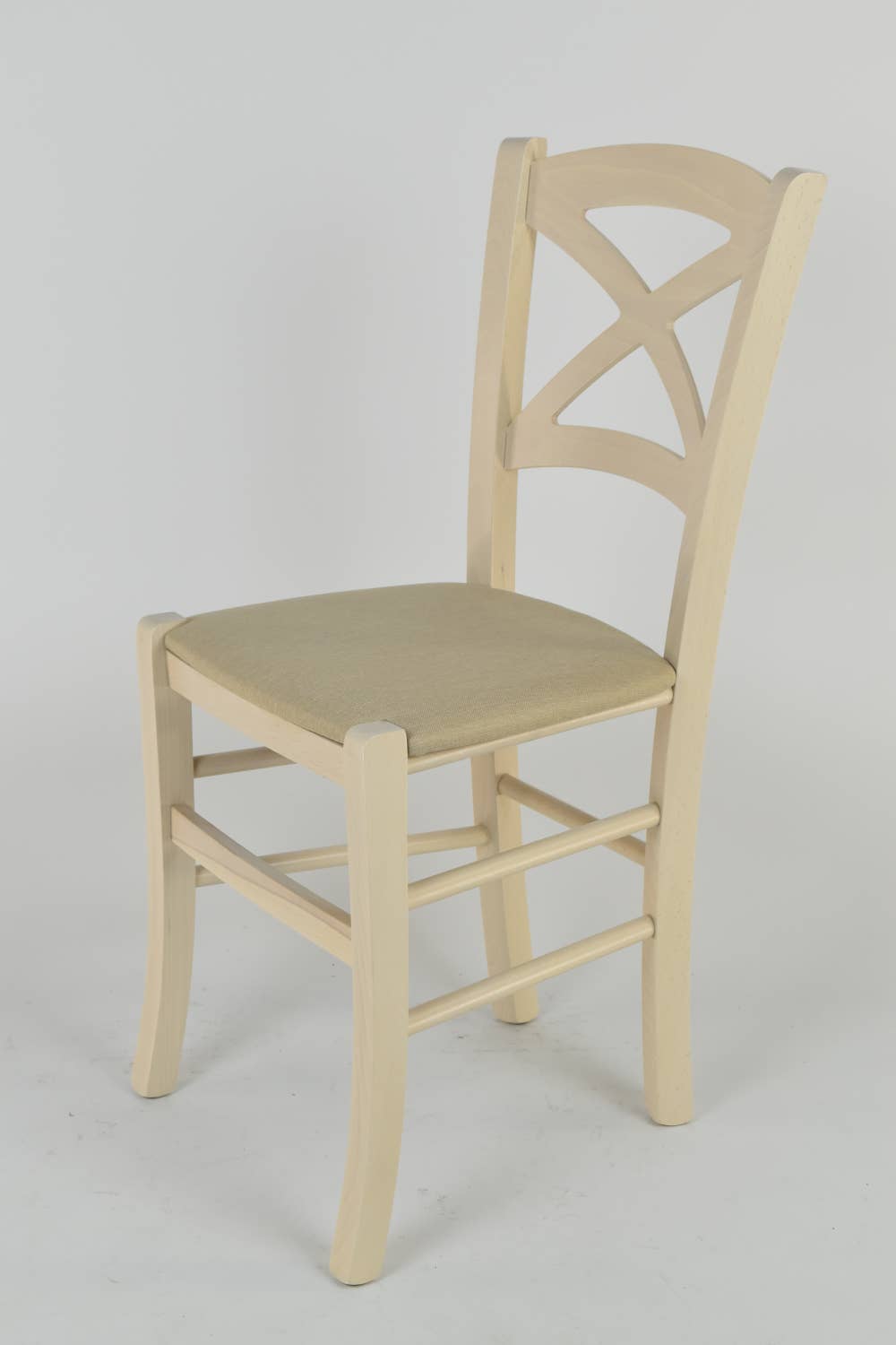 Cáñamo Sillas cruzadas pintadas de anilina blanca, asiento de tela de cá de venta al por mayor en Faire1