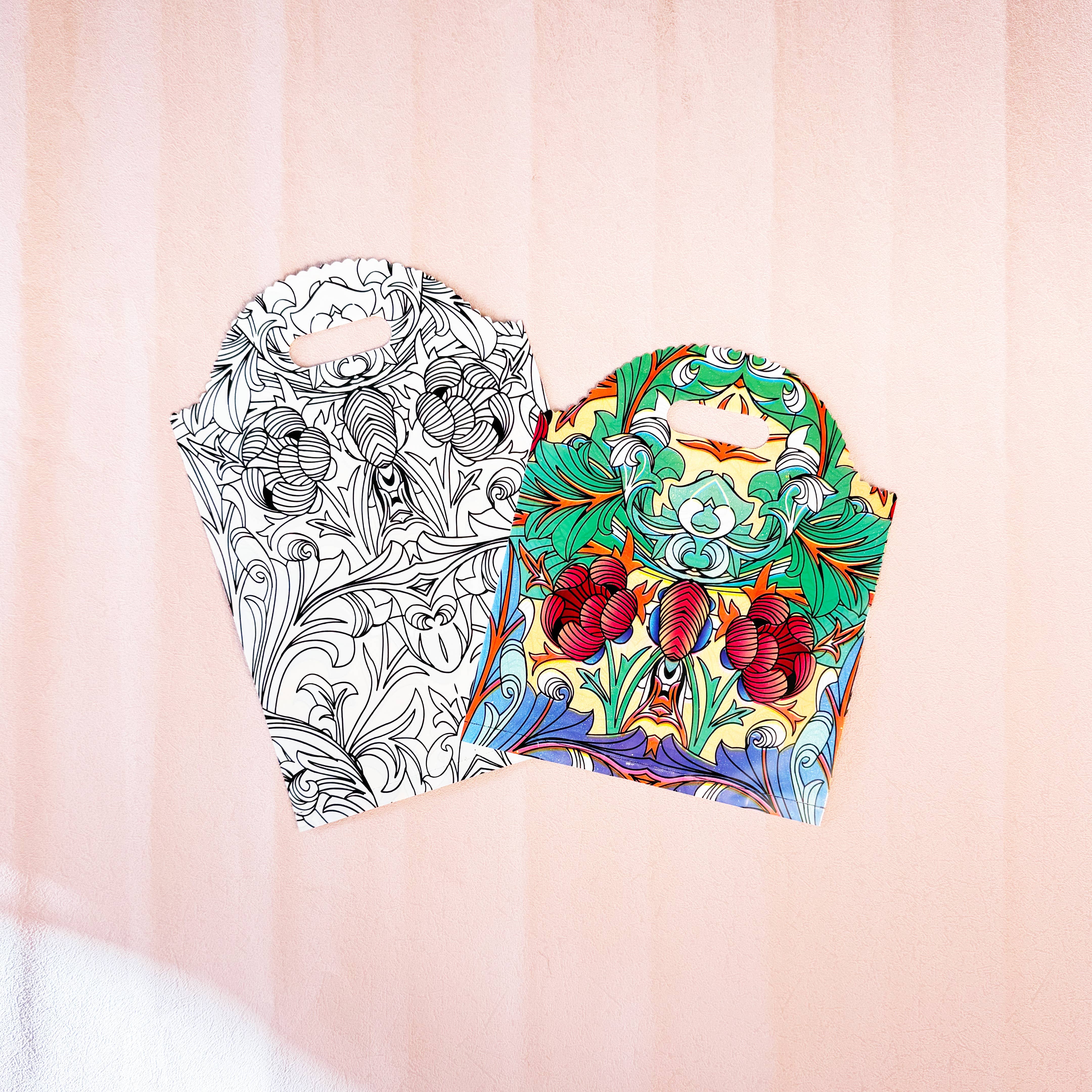 ByHome – Engroshandel Gavepose – 50 stk., farvet glas mønster blomster linjekunst PVC gavepose6