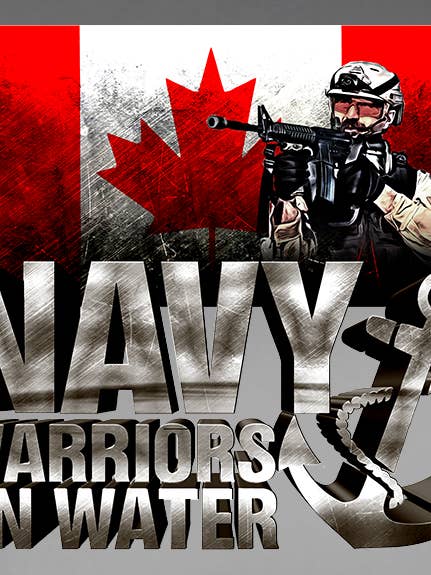 Marineblauwe sticker Warriors On Water Mk. 2 voor wholesale door Canada for Victory