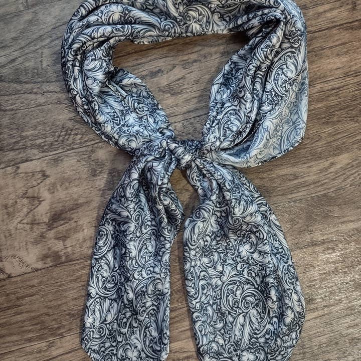 Double B Wild Rags - Venta al por mayor Bufanda - Mujer - Pañuelo de Cuello Vaquero Occidental con Estampado de Plata de Ley Grabada por Double B Wild Rags2