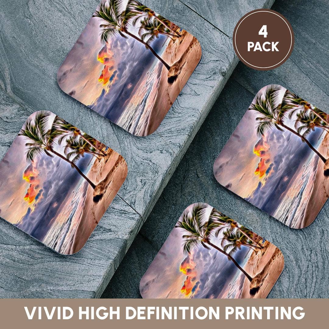 3dRose - Wholesale Coasters - 3dRose, Palm Trees On A Beach Against A Stormy Sea Light Infused Painting, Coaster12