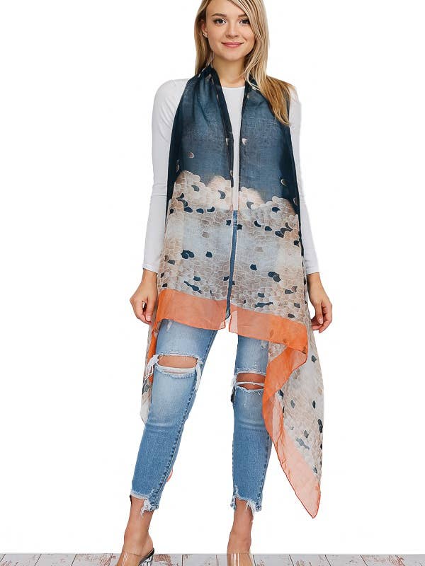 Patterned Chiffon Semi Sheer Cover Up Vest for wholesale by Cap Zone