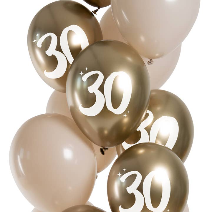 Balloons Golden Latte 30 Years 33cm - 12 pieces for wholesale by Folat BV
