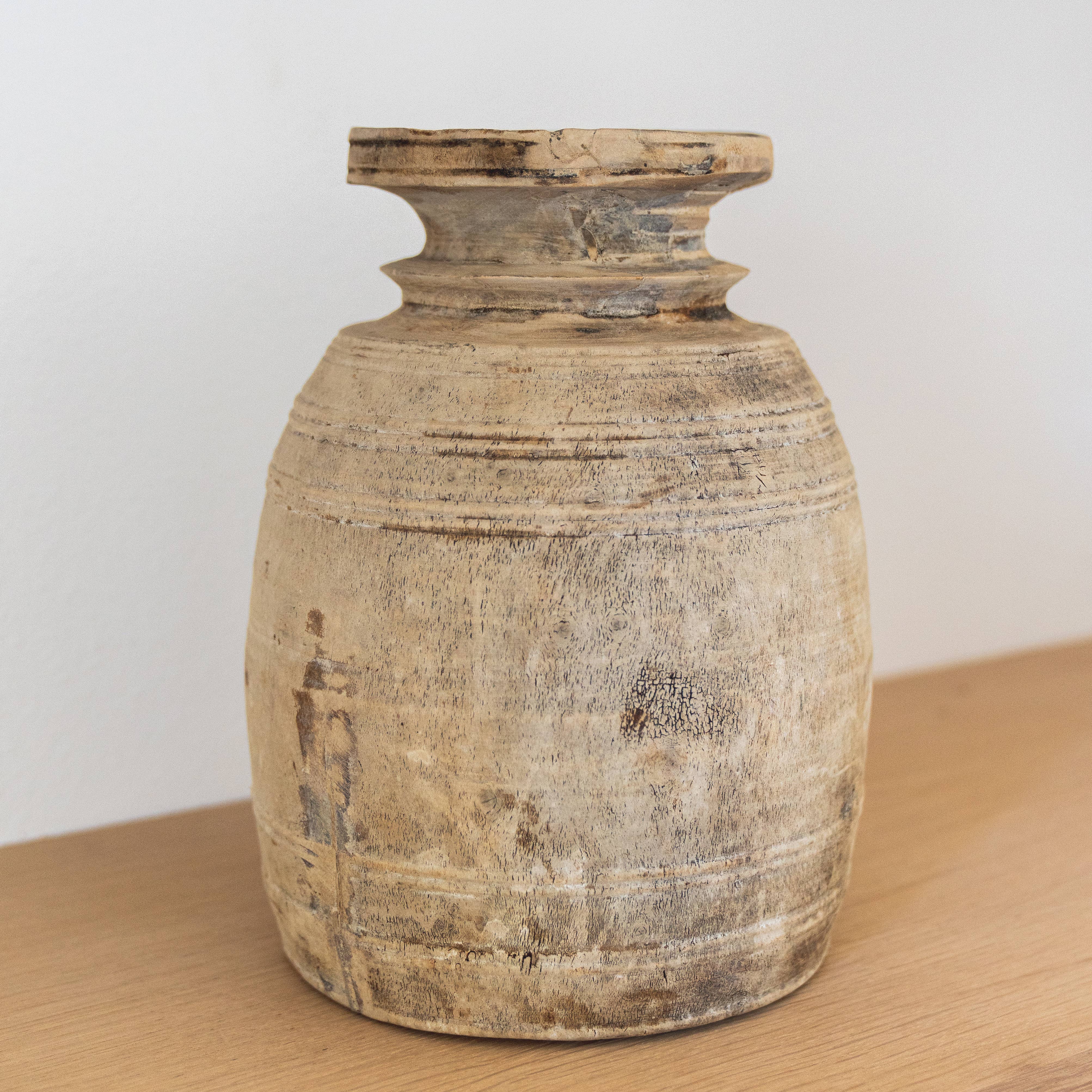 Sandstone & Sage - Wholesale Vase - Antique Neutral Primitive Wooden Vase8