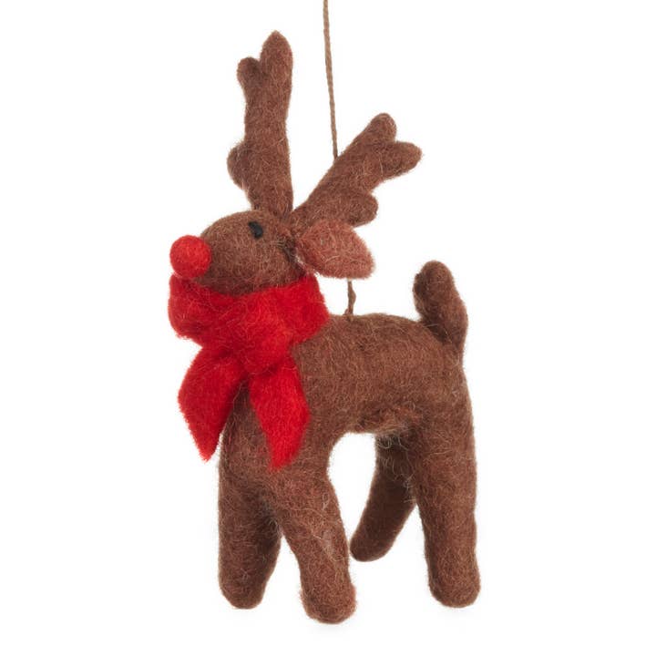 Felt So Good - Wholesale Ornament - Handmade Felt Biodegradable Christmas Rudolph Hanging Decor