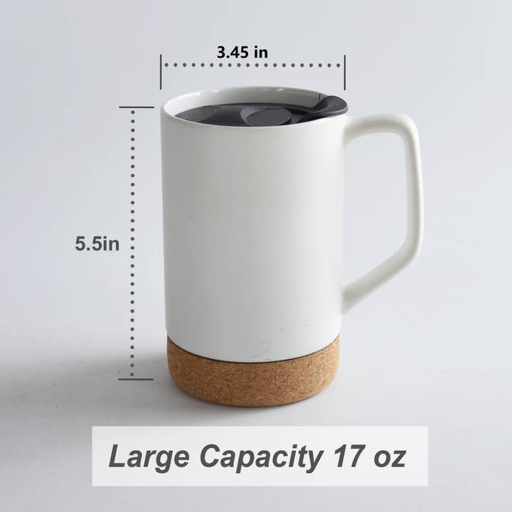 ARTONUSA - Wholesale Coffee Mug - 17 OZ Sublimation Mugs with Cork Bottom and Lid, Case of 123
