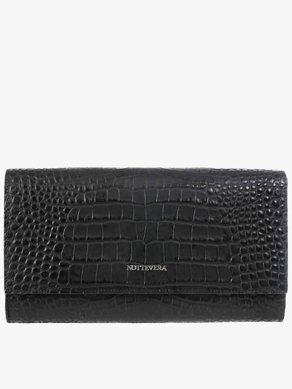 CLEO CROC EMBOSSED LEATHER CLUTCH - BLACK for wholesale by NOTTEVERA